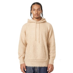 Sudadera con capucha de punto de mohair de alta calidad con logotipo personalizado para hombres y mujeres Diseño de impresión cepillada difusa Suministro de ODM en stock - Product Image 1