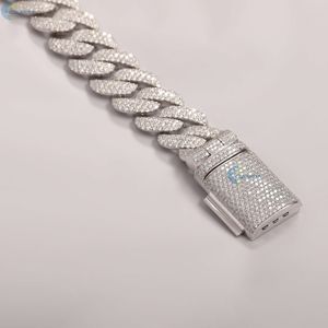 Collier pour hommes en argent sterling 925 18MM chaîne à maillons cubains glacés chaîne de style Hip Hop Moissanite incolore - Product Image 5