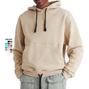 Sweat à capuche en molleton de coton respirant surdimensionné personnalisé, broderie personnalisée et teinture unie, écologique, pour la marchandise de marque - Product Image 1