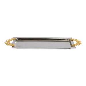 Meilleure vente Plateau de service en aluminium fait main avec poignée décorative en laiton au prix de gros - Product Image 1