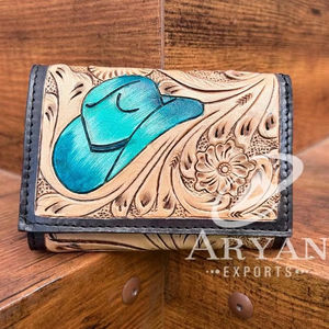 Portefeuille en cuir de vachette vintage à logo personnalisé avec blocage RFID pour hommes - Product Image 1