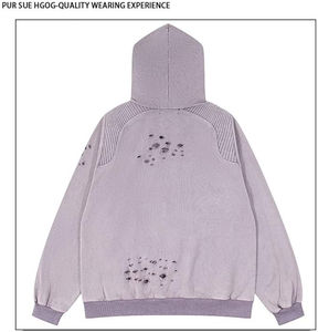 เสื้อสเวตเตอร์มีฮู้ดแนวสตรีทเสื้อฮิปฮอปมีรอยขาดผ้าซักมีฮู้ด - Product Image 2