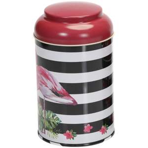 1.2L Pink Flamingo Illustrator Línea de fondo redondo de metal de 150 x mm con tapa de cúpula 1.2L Cestas de metal - Product Image 3