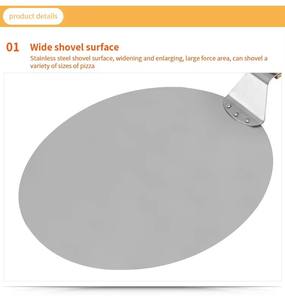Cáscara de pizza de aluminio redonda de 12 ''con mango de madera <span class=keywords><strong>Pala</strong></span> de pizza de acero inoxidable para hornear pizzas - Product Image 3