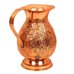 Carafe en cuivre pur de 1500 ml avec motif de feuille en relief écologique, matériau métallique - Product Image 6