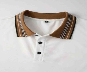Polos de golf 100% coton à motif solide pour hommes, maillot respirant à manches courtes, impression de décharge à boutons brodés - Product Image 3