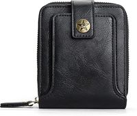 Dompet kulit pria trendi Top dompet penutup ritsleting casing kartu lapisan poliester jendela ID koin saku modis untuk pertemuan sehari-hari