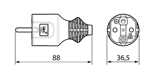 Spina bipolare con TTL, gomma bianca, 16A 250V, gomma termoplastica (Solera 706CB) - Product Image 2