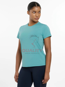 Nueva llegada de camisa de montar Ecuestre para mujer transpirable superior que absorbe la humedad de secado rápido tejido elástico mujeres montando yops - Product Image 3