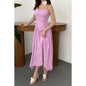 Vestido Largo Lila con Copas en el Busto - Lila - Product Image 4
