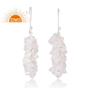 Dernière vente en argent sterling 925 naturel arc-en-ciel lune pierre gemme boucle d'oreille fabricant de bijoux personnalisé - Product Image 2