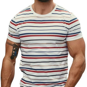 Haut d'été décontracté en jersey imprimé en 3D pour hommes, col rond, manches courtes, séchage rapide, respirant jusqu'à 220 grammes, design vierge lavé - Product Image 3