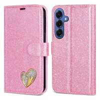 Étui de téléphone pliable de luxe en TPU+PU pour S24/25 Ultra & Pixel 9/10 Pro avec porte-cartes et décoration scintillante