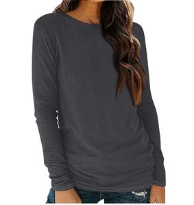 Cheap Price <b>Women</b> <b>Long</b> Sleeve T Shirts Breathable Light V Neck With Custom Your Logo Outdoor Street Wear Fashion - Product Image 4