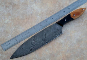 Couteau de chef de cuisine personnalisé en acier damas fait à la main avec capacité de coupe de légumes de haute qualité avec une gaine en cuir - Product Image 2