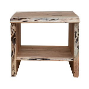 NATURA EDGE Table de chevet en bois d'acacia Table de chevet en bois massif artisanal avec tiroir de rangement - Product Image 1