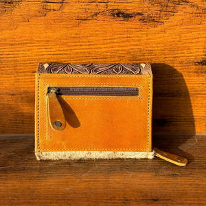 New Arrival Real Handmade Hand Tooled Hair on Genuine Leather <b>Wallet</b> Western Women Style Cowhide <b>Wallet</b> Wholesale Luxury <b>Wallets</b> - Product Image 3