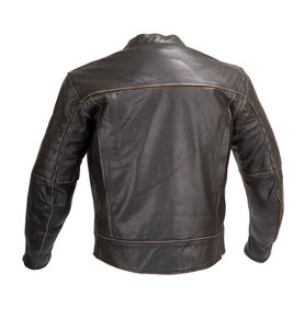 Chaqueta de cuero al por mayor para hombre, estilo universitario, bicolor, tipo motero y acolchada, talla XL, abrigo de tela para motocicleta, con acabado efecto desgastado. - Product Image 4