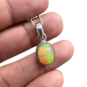 Opale Gemstone Pendentif Bijoux Pour Femmes Argent Boho Style Bijoux 925 En Argent Sterling Tendance À La Main Pendentif Cadeau Pour Elle - Product Image 1