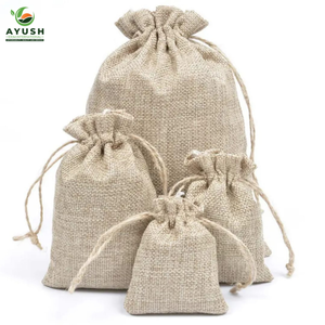 Sac cadeau de Noël à cordon en jute 100% naturel, sacs de magasin personnalisés pour le rangement et l'emballage - Product Image 5