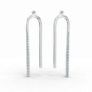 Pendientes de Diamantes Cultivados en Laboratorio con Certificación IGI, Forma de Gota en U, Oro Amarillo/Blanco y Rosa de 14K, Pendientes Colgantes Lineales Minimalistas para Mujer - Product Image 5