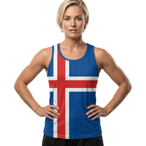 Débardeur pour homme avec imprimé drapeau d'Islande, respirant, col rond, décontracté, sans manches, en polyester tricoté, vêtements de sport - Product Image 4