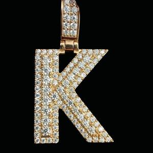 Collar con Colgante Hip Hop con Diamantes de Imitación VVS, Diseño de Letra Inicial en Plata 925 Chapada en Oro a Bajo Precio - Product Image 2