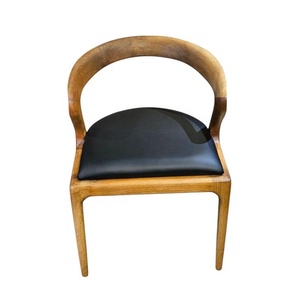 Chaise de café en teck minimaliste, mobilier de café et table basse au design moderne avec coussins en mousse souple et tissu doux - Product Image 5