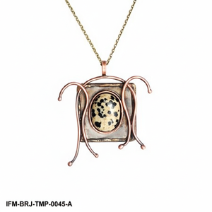 Collar con Colgante de Metal Mixto Trimetal, Joyería Geométrica Cuadrada Artesanal, Collar Bohemio Hecho a Mano - Product Image 4