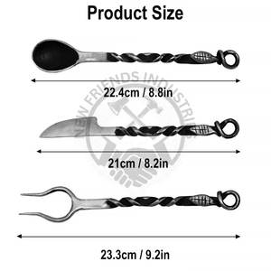 Ensemble de couverts de table médiévaux en acier inoxydable forgé à la main, très vendu, pour salle à manger, camping en plein air, grillades, ensemble de couteaux - Product Image 2