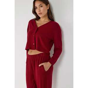 V-Neck Button Detail Crop <b>Cardigan</b> - Product Image 1