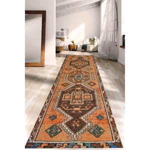 Brown Kilim Pattern Printed Rug: Thick, Persian, Moroccan, Wedding, <b>Car</b> <b>Mat</b>, Gift,Nonwoven Soft Rug - Product Image 3