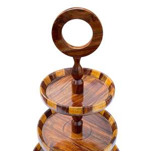 Hermoso Soporte de Madera Tradicional de 3 Niveles para Pasteles, Soporte Natural y Elegante para Pasteles de Boda y Cupcakes, Artesanía en Madera - Product Image 3