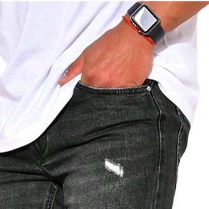 <b>Mens</b> Dark Charcoal Pencil Pants Jeans <b>Stretch</b> Denim Slim Fit Casual Light Distressed Washed Breathable Mid Waist Everyday - Product Image 5