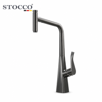 Robinet de cuisine STOCCO gris bronze avec douchette extractible, rotation à 360 degrés, 3 jets en 1, monocommande, montage sur comptoir, pour hôtel
