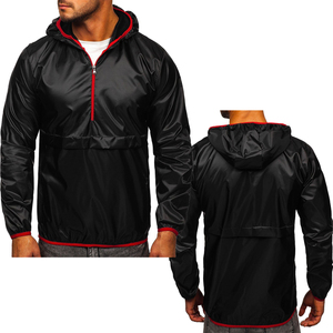 Chaqueta de lluvia con capucha impermeable de estilo informal para hombre de alta calidad cortavientos ligero con cremallera y cuello en V 1 pieza para exteriores - Product Image 1