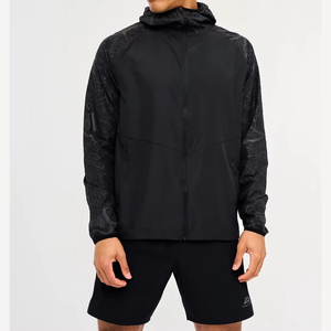 Lightweight Winter <b>Windbreaker</b> Set Waterproof Breathable Zipper Print Plus Size Jacket Jogger Pants Front for Outdoor Sports - Product Image 3