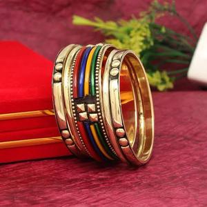 Brazaletes de moda de India, cuentas de resina con brazalete de Metal, juego de 6 joyas y accesorios de moda, fábrica directa hecha a mano por HF CRAFTS - Product Image 5