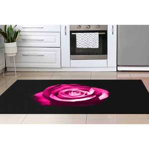 Tapis Rose Rose : Décoration de salon botanique noire, Tapis imprimé, Tapis en chenille - Product Image 4