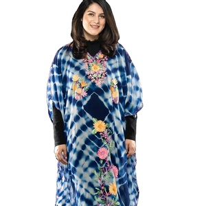 Fait à la main Tie-Dye été caftan broderie parole longueur trois-quarts manches fête porter durable lavable naturel taille - Product Image 3