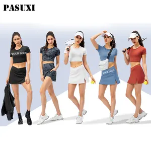 Pasuxi biểu tượng tùy chỉnh Váy 2 mảnh Sexy Golf Tennis mặc căng cao Activewear tập thể dục phụ nữ quần vợt ăn mặc YoGa Bộ