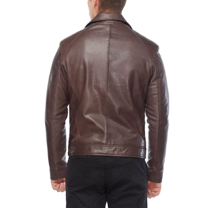 Veste de pilote classique pour homme, coupe ajustée, style motard, vêtement d'extérieur pour la saison printanière, avec toile enduite amovible, veste en cuir pour homme - Product Image 3
