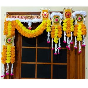 Traditionnel fait à la main Bandanwar Toran Eco Friendly or décoratif tenture murale conceptions culturelles pour la fête des mères Noël - Product Image 4