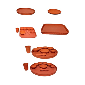 Juego de Platos de Cena y Thali de Estilo Rústico de Terracota Ecológica Hechos a Mano - Product Image 1