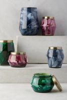Photophore moderne style Murano en verre soufflé à la main, blanc avec accents ambre, très parfumé, sans flamme, pour la décoration intérieure et les mariages