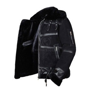 Breathable Comfortable Leather <b>Fur</b> <b>Jacket</b> Front Logo Customizable High Quality Eco-Friendly Outdoor Use <b>Men</b> Winter <b>Jacket</b> - Product Image 5
