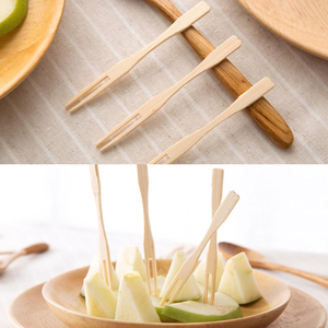 Fruta de madera natural desechable patatas fritas tenedor logo precio de fábrica al por mayor Mini cuchara de comida - Product Image 1