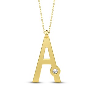 Colgante con Inicial de Letra Mayúscula, Diamante Cultivado en Laboratorio VVS VS EF, Plata de Ley 925 con Acabado en Oro, Personalizado, Solitario, Alfabeto - Product Image 3