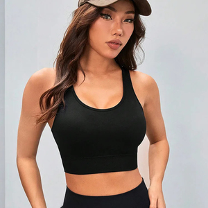 Premium Women Sports <b>Bra</b> High for Support Breathable Quick Dry Crisscross <b>Straps</b> U-NECK Mesh Spandex/Nylon Gym Yoga Fitness - Product Image 2