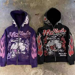 High Quality Men's Custom Zip-Up Hoodie 100% Cotton Distressed Sun faded Stone Acid <b>Wash</b> Embroidered Hoodie - Product Image 4